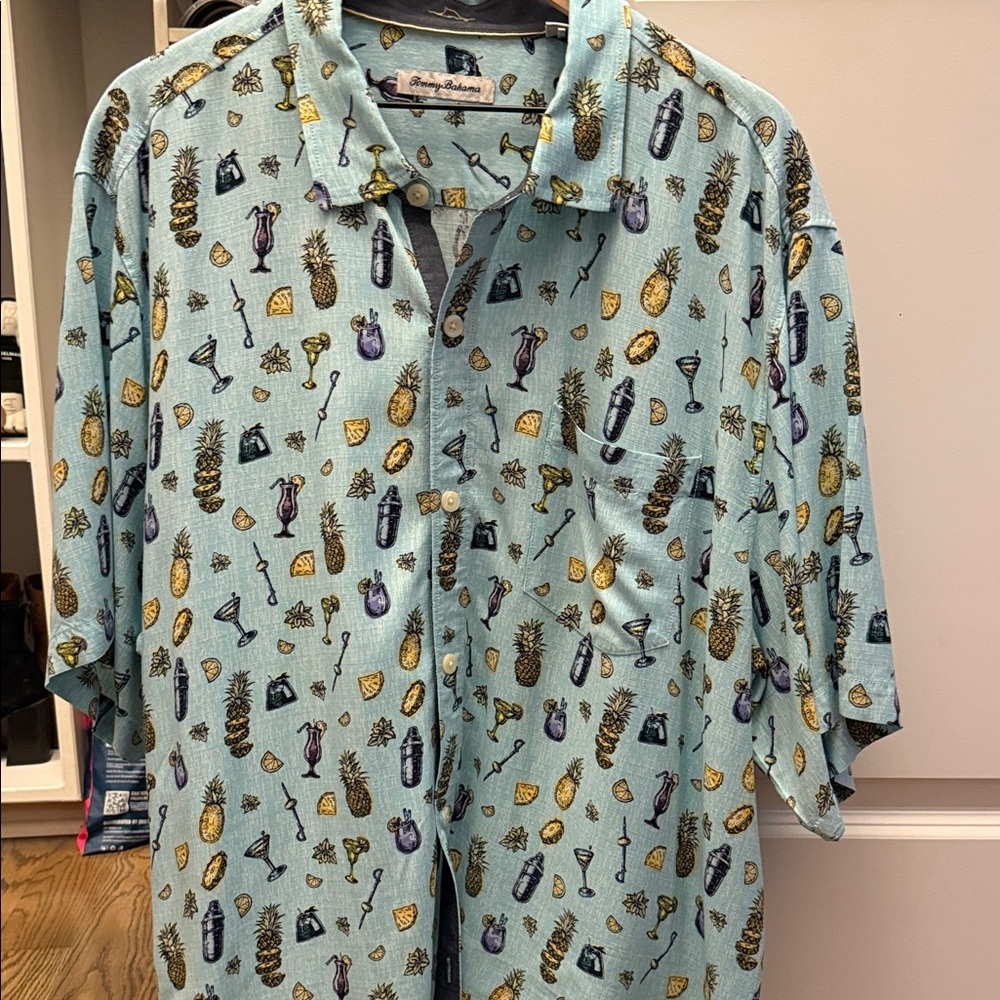 Tommy Bahama Pineapple Print Aqua Shirt